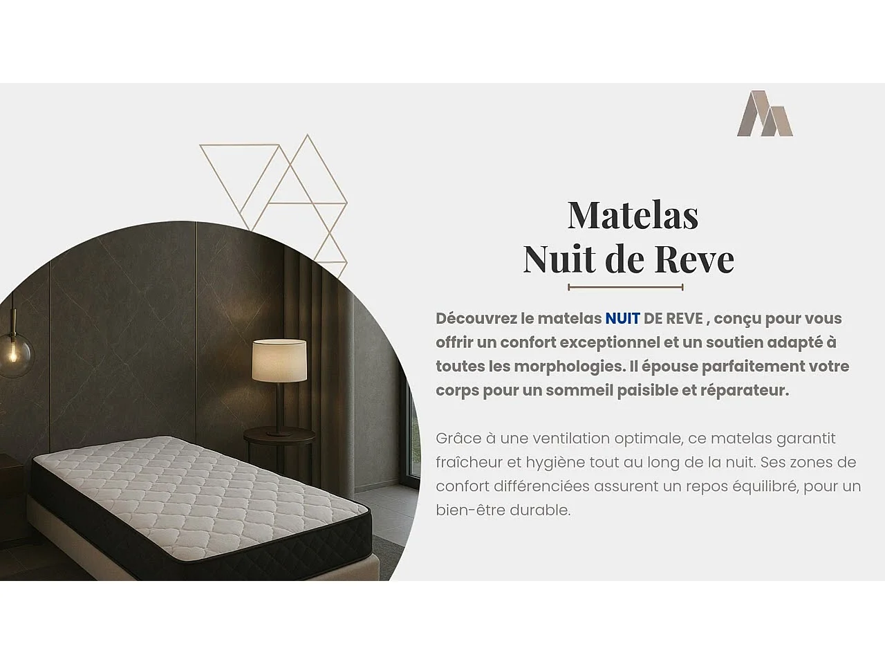 Matelas Latex 60 Kg/m3 + embourrage 100 % polesther - âme 100 % polyuréthane poli lattex 33 Kg/m3 140x190 x 19 cm Ferme 7 Zones de Confort - Tres Respirant