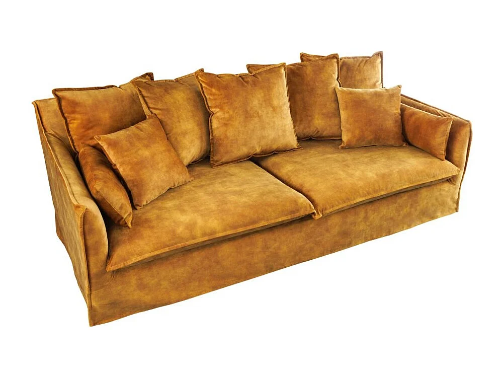 Canapé KALIA droit – Velours jaune moutarde – 3 places – Style contemporain