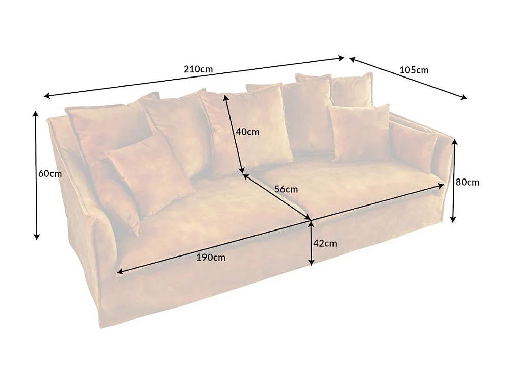 Canapé KALIA droit – Velours jaune moutarde – 3 places – Style contemporain