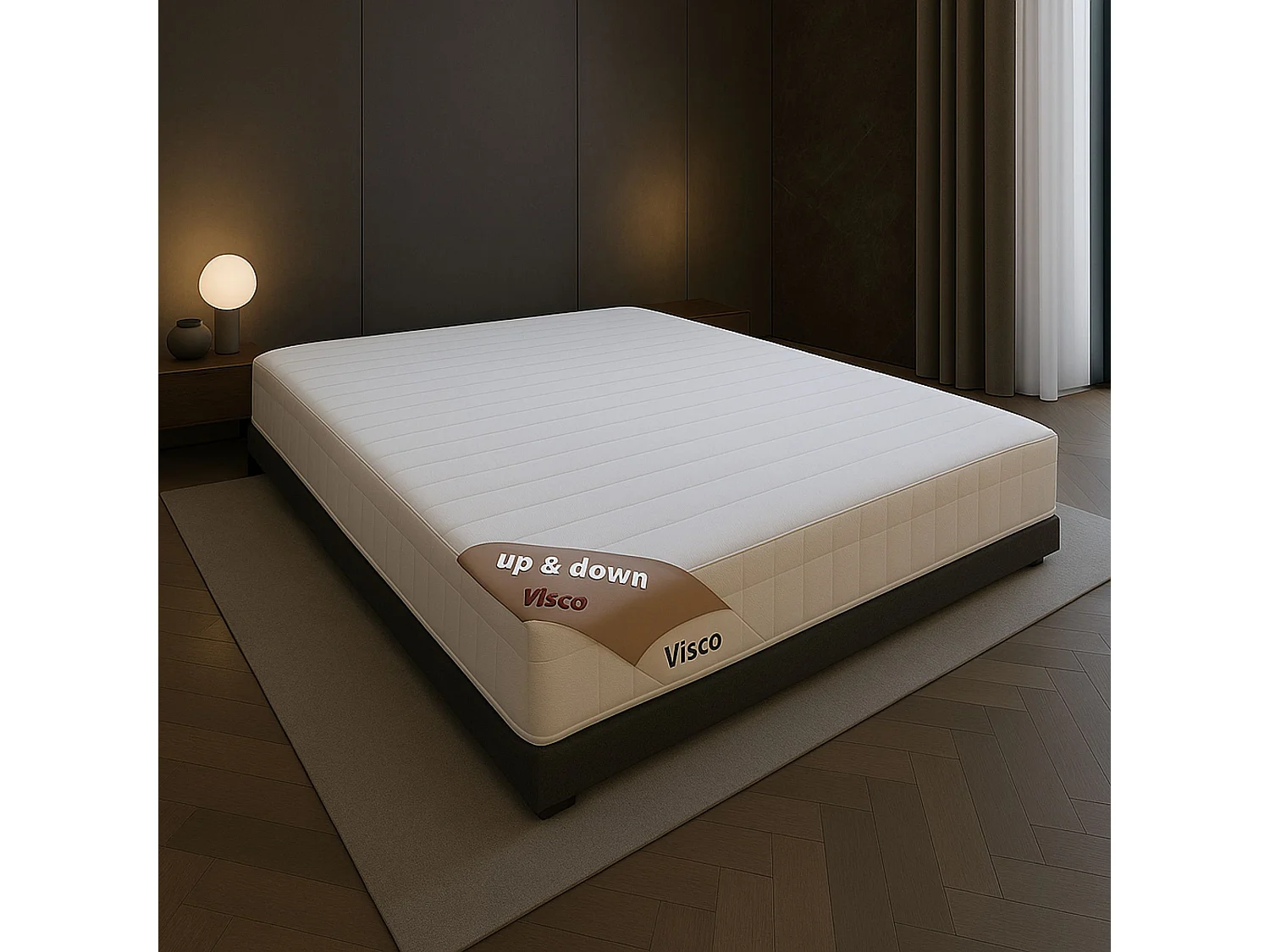 Nuits D'or Up&Down Visco Matelas 120x190 face de contact Mousse a Mémoire de Forme 55 Kg/m3 - Hauteur 20 Cm - Soutien Ferme