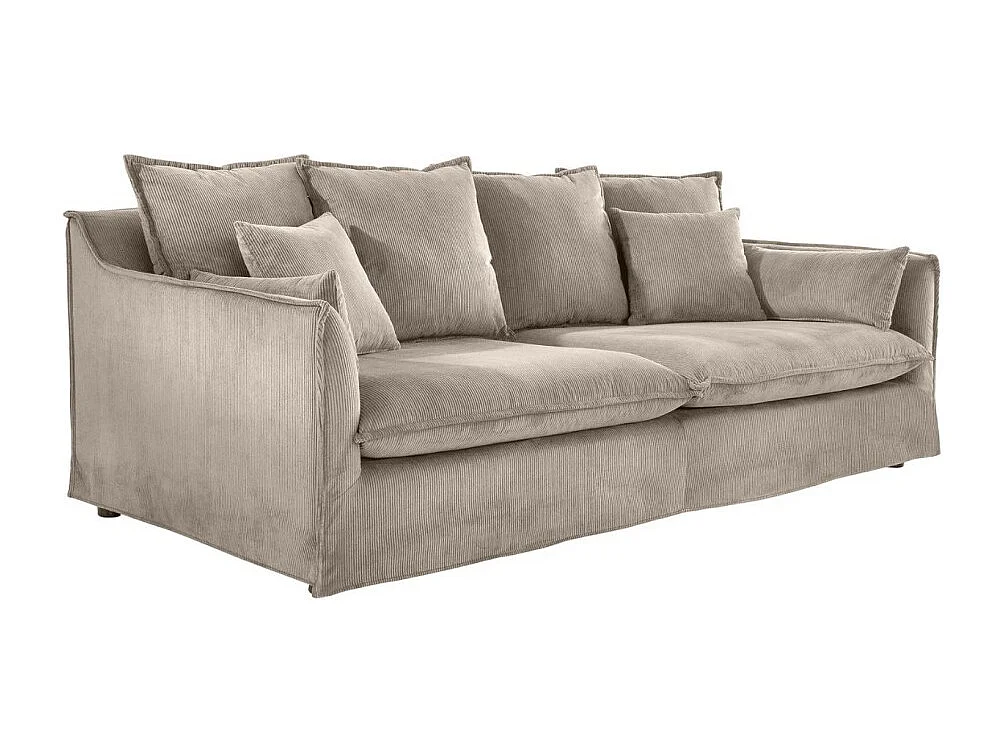 Canapé droit KALIA – Tissu côtelé beige gris – 3 places – Style contemporain