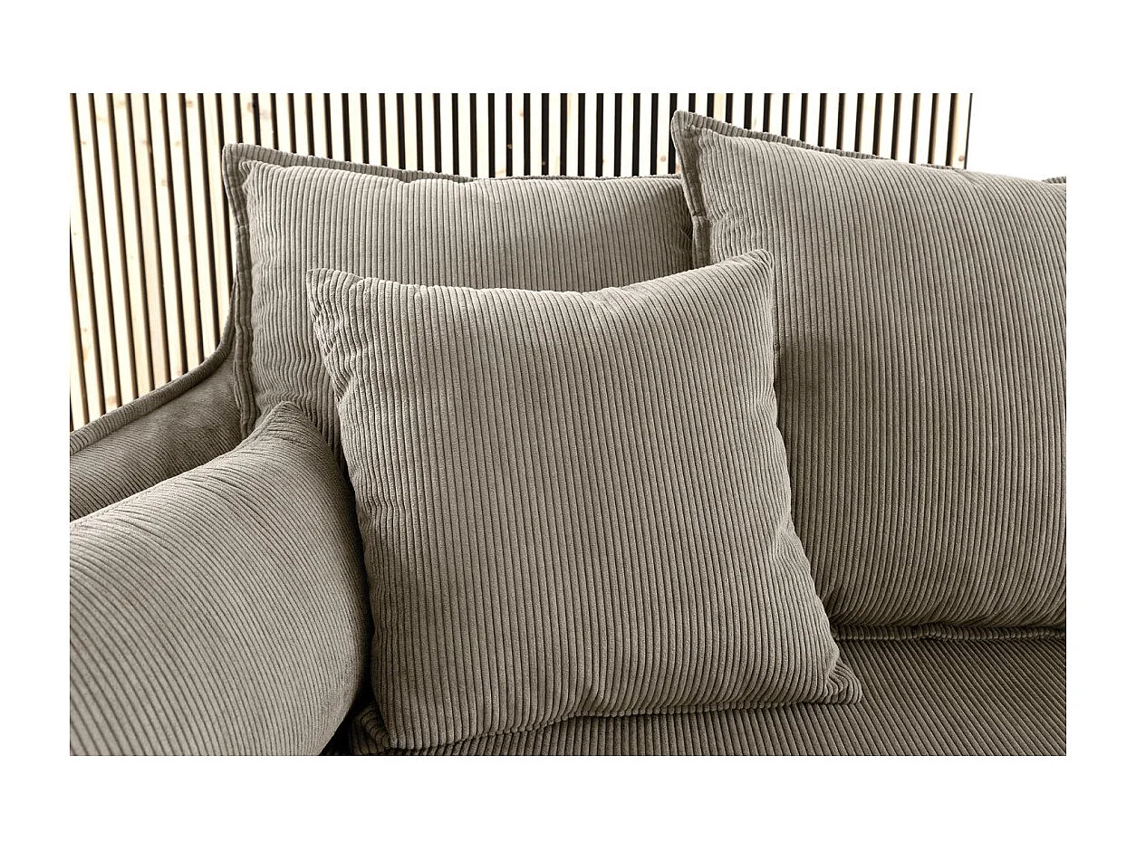 Canapé droit KALIA – Tissu côtelé beige gris – 3 places – Style contemporain