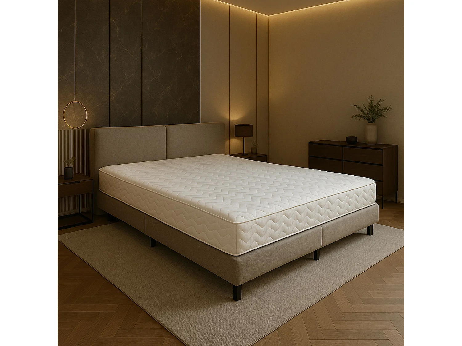 Matelas 140x190 x 19 cm Ferme - Spécial Sommier Electrique - 5 Zones de Confort - Noyau Aertech+ 35 Kg/m3 HR Dernière Génération - Très Respirant