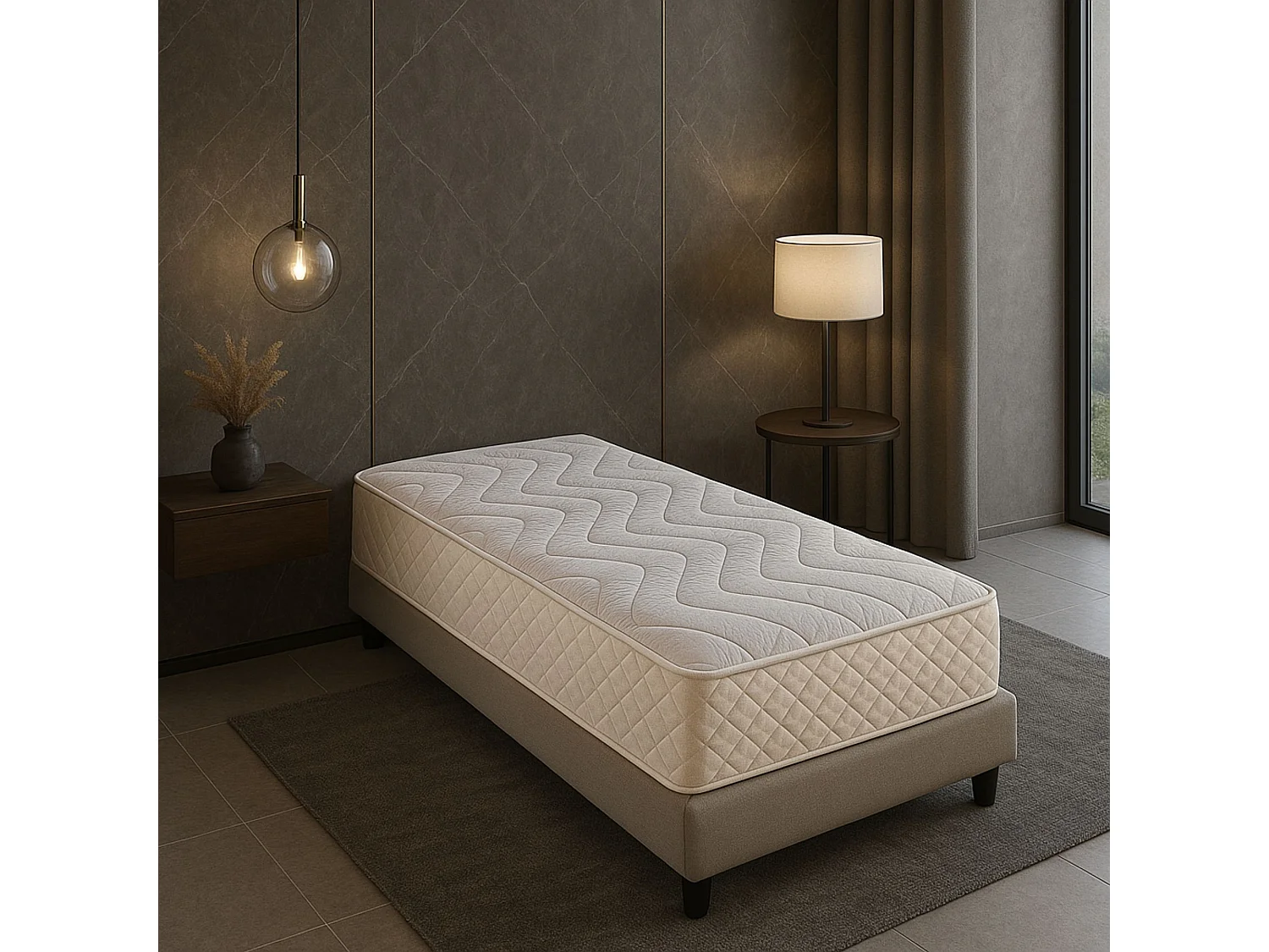 Matelas contact Mémoire de Forme 60 Kg/m3 70x190 x 20 cm  Très Ferme - 5 Zones de Confort - Noyau Aertech+ 35 Kg/m3 HR Haute Densité -