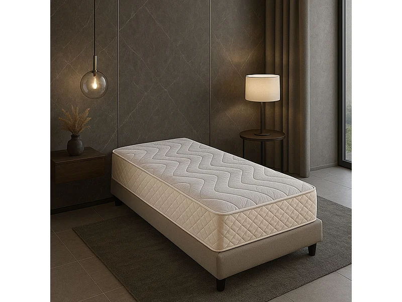 Matelas contact Mémoire de Forme 60 Kg/m3 70x190 x 20 cm  Très Ferme - 5 Zones de Confort - Noyau Aertech+ 35 Kg/m3 HR Haute Densité -