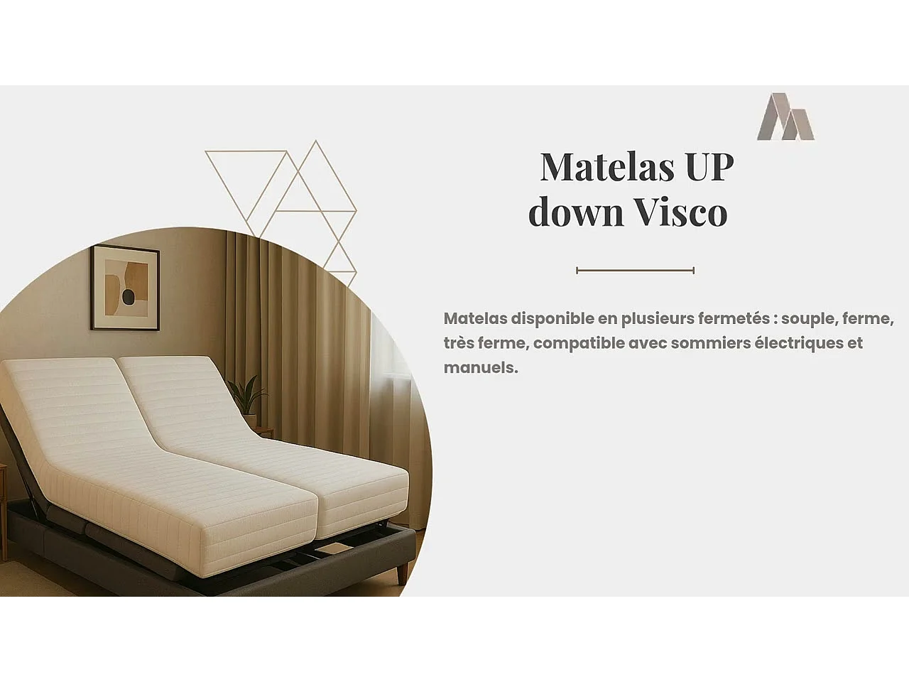 Matelas 70x190 cm - Hauteur 20 Cm - Up&Down Visco - Compatible Sommier Électrique/Mécanique - Soutien Ferme - Confort Optimal - Usage Quotidien