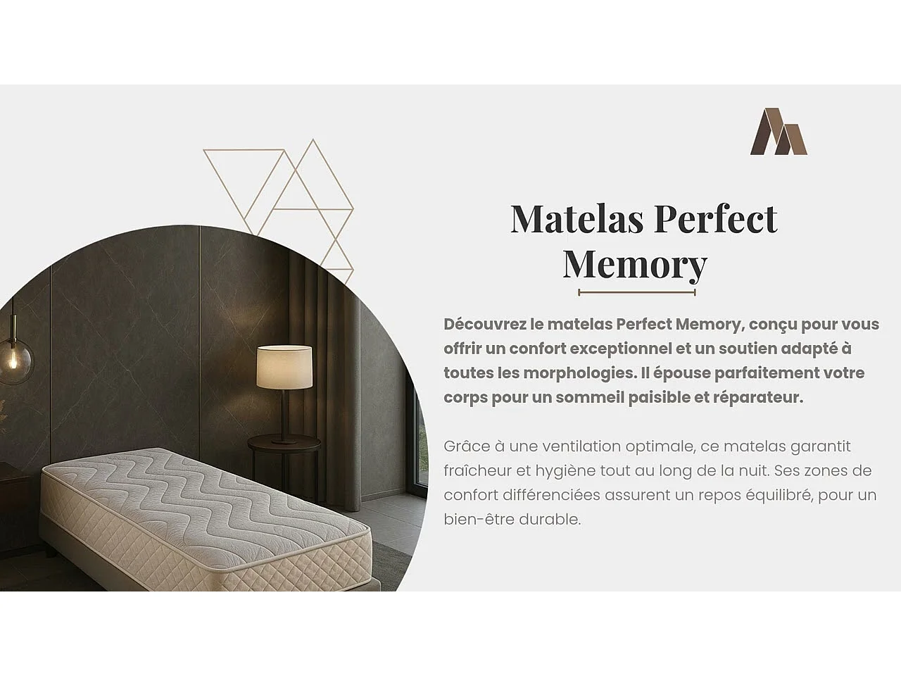 Matelas contact Mémoire de Forme 60 Kg/m3 120x190 x 20 cm  Très Ferme - 5 Zones de Confort - Noyau Aertech+ 35 Kg/m3 HR Haute Densité -