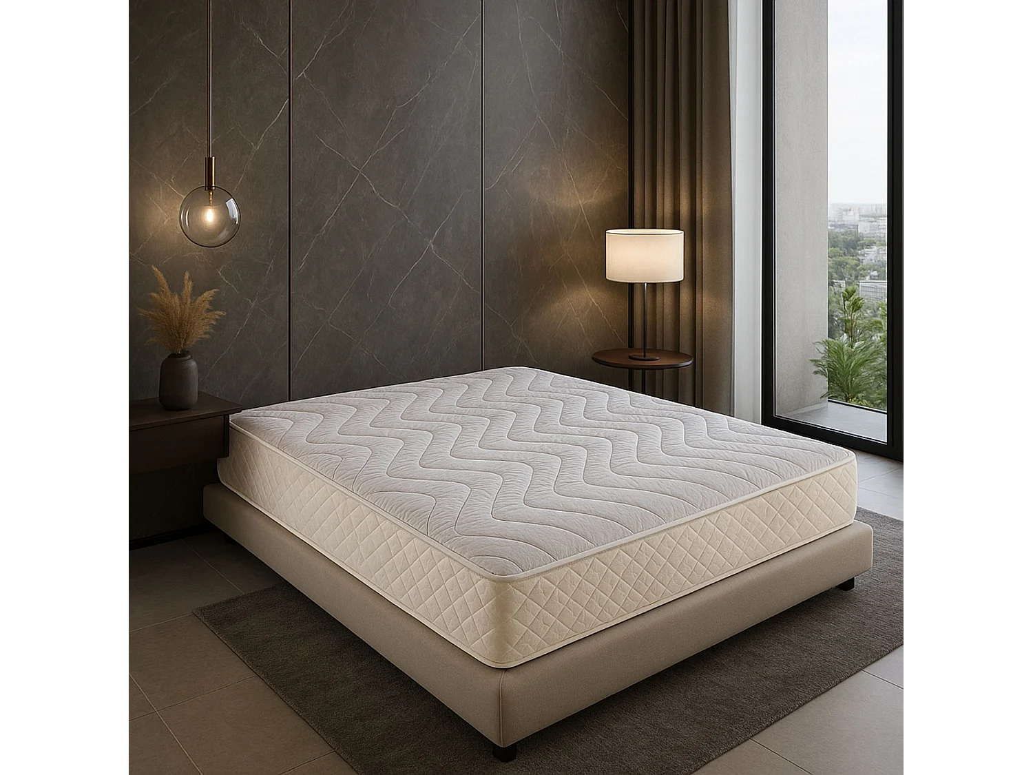 Matelas contact Mémoire de Forme 60 Kg/m3 120x190 x 20 cm  Très Ferme - 5 Zones de Confort - Noyau Aertech+ 35 Kg/m3 HR Haute Densité -