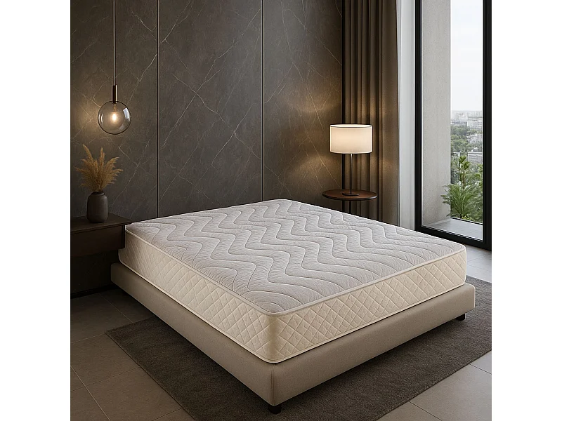 Matelas contact Mémoire de Forme 60 Kg/m3 120x190 x 20 cm  Très Ferme - 5 Zones de Confort - Noyau Aertech+ 35 Kg/m3 HR Haute Densité -
