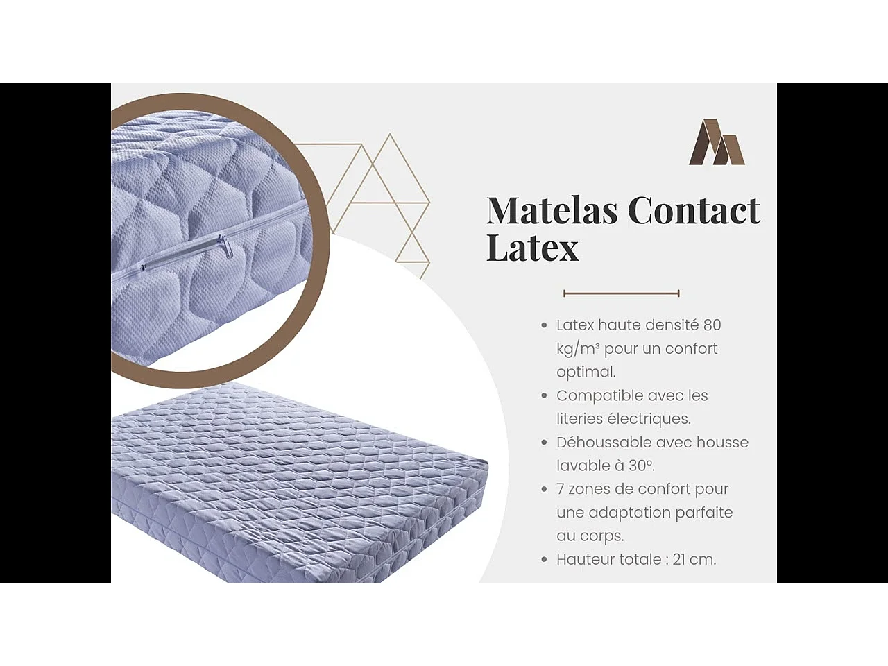 Matelas 100x200 cm - 21 cm - Housse Lavable - Soutien Souple - Confort Optimal - Usage Quotidien - Idéal pour Dormir