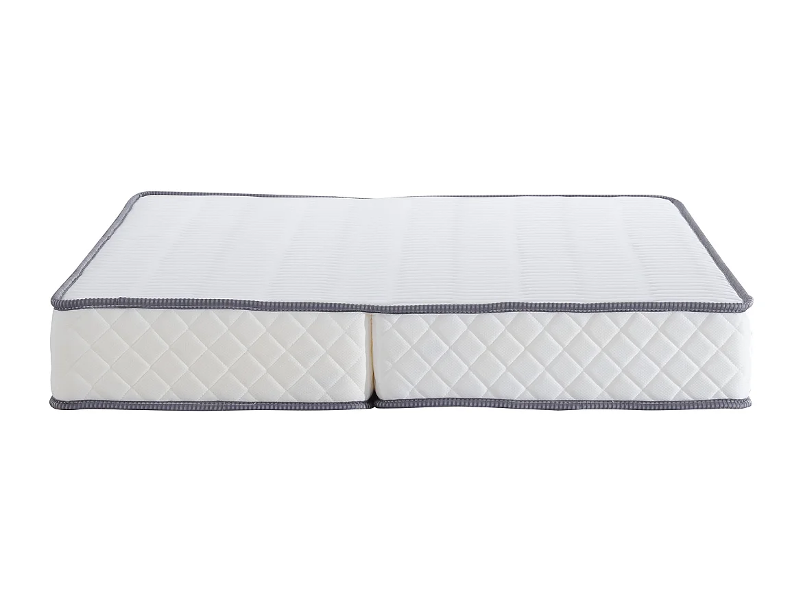 Matelas Ferme Pour tous Clic Clac 140x190 x 10 cm avec contact Mémoire de Forme sur Face Hiver - Découpe Assise 70 cm - 5 zones de Confort - Face été et ame rem