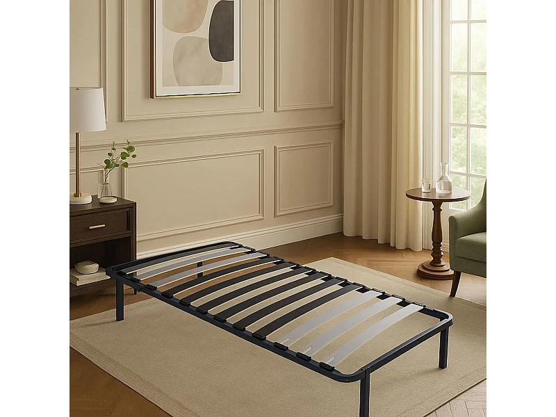 Sommier Cadre à lattes 70x190 cm - 29 cm - Compatible avec Matelas Standard - 9 Larges Lattes de 12,5 cm - Metal Epaisseur 1,2 mm - Solide et Confortable - CADR