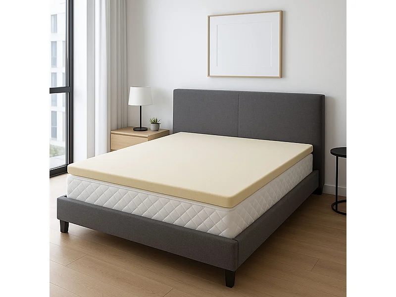 Surmatelas 100x200 face de contact Mousse à Mémoire de Forme 55Kg/m3 Hauteur 5 cm Déhoussable (100_x_200_cm)