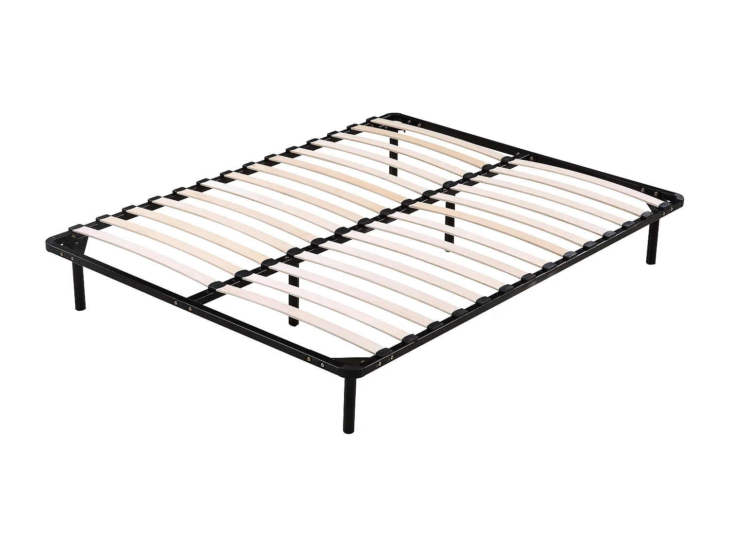 Sommier Metal 140x190 - Cadre à lattes Julie - Épaisseur métal 1,2 mm - 14 lattes en 9 mm - Pieds 29 cm - Longévité et durabilité