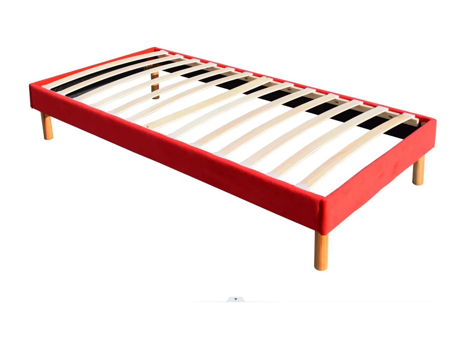 Gregory - Solide et Confortable Sommier Tapissier Rouge + Pieds en 20 cm pour Matelas en 90x190-13 Lattes