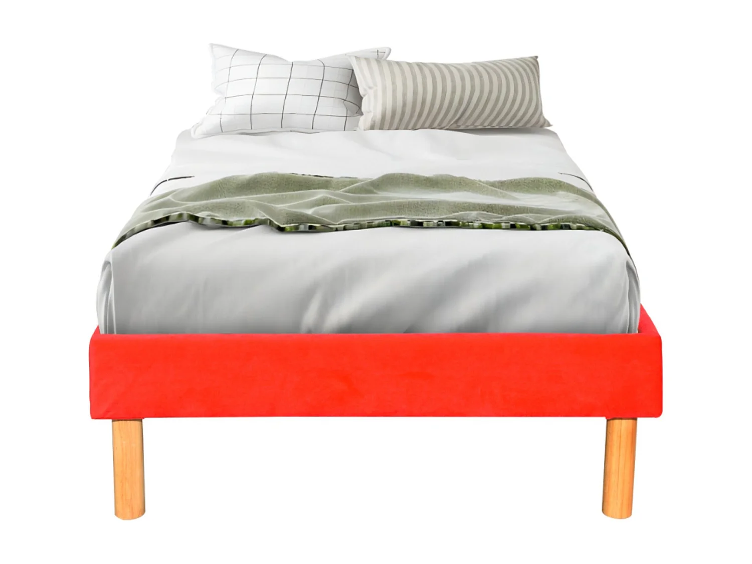 Gregory - Solide et Confortable Sommier Tapissier Rouge + Pieds en 20 cm pour Matelas en 90x190-13 Lattes