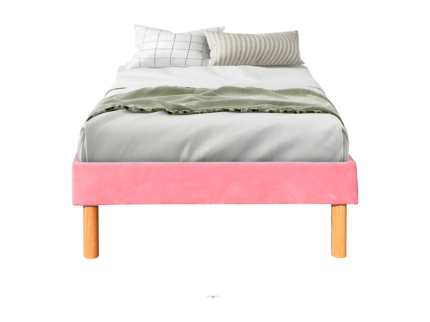 Gregory - Solide et Confortable Sommier Tapissier Rose + Pieds en 20 cm pour Matelas en 90x200-13 Lattes