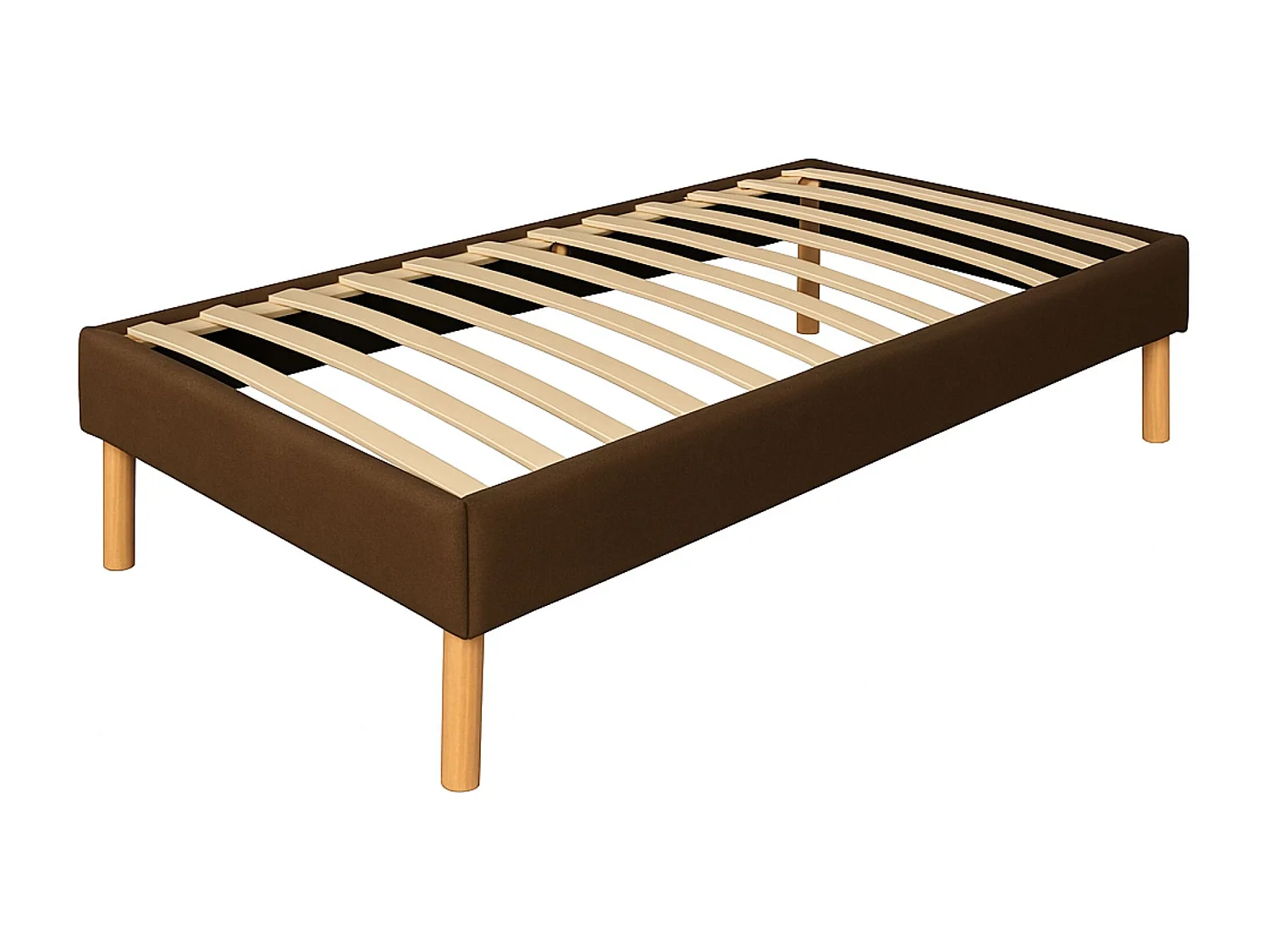 Gregory - Solide et Confortable Sommier Tapissier Marron + Pieds en 20 cm pour Matelas en 90x190-13 Lattes - Montage Rapide et Facile - revetement PVC Facile d'