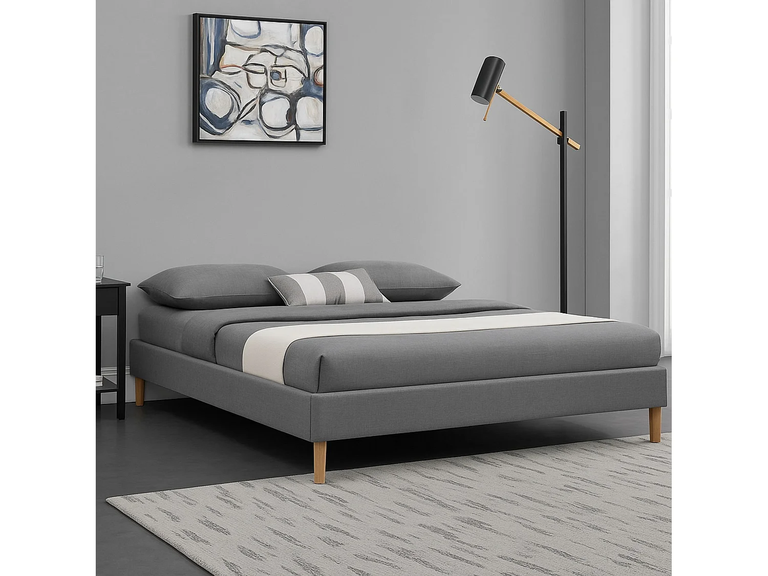 Sommier Tapissier 140x190 cm - 20 cm - 13 Lattes - Montage Rapide et Facile - Design Moderne et Esthétique - SOMMIER ADRIEN GRIS