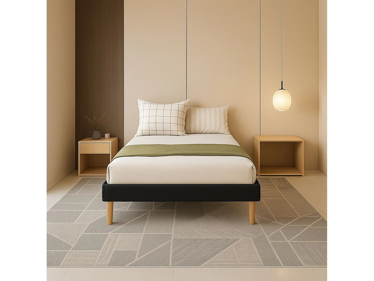 SOMMIER TAPISSIER 90x200 cm - 20 cm - soutien ferme - confort optimal - usage quotidien - montage rapide - MINA NOIR