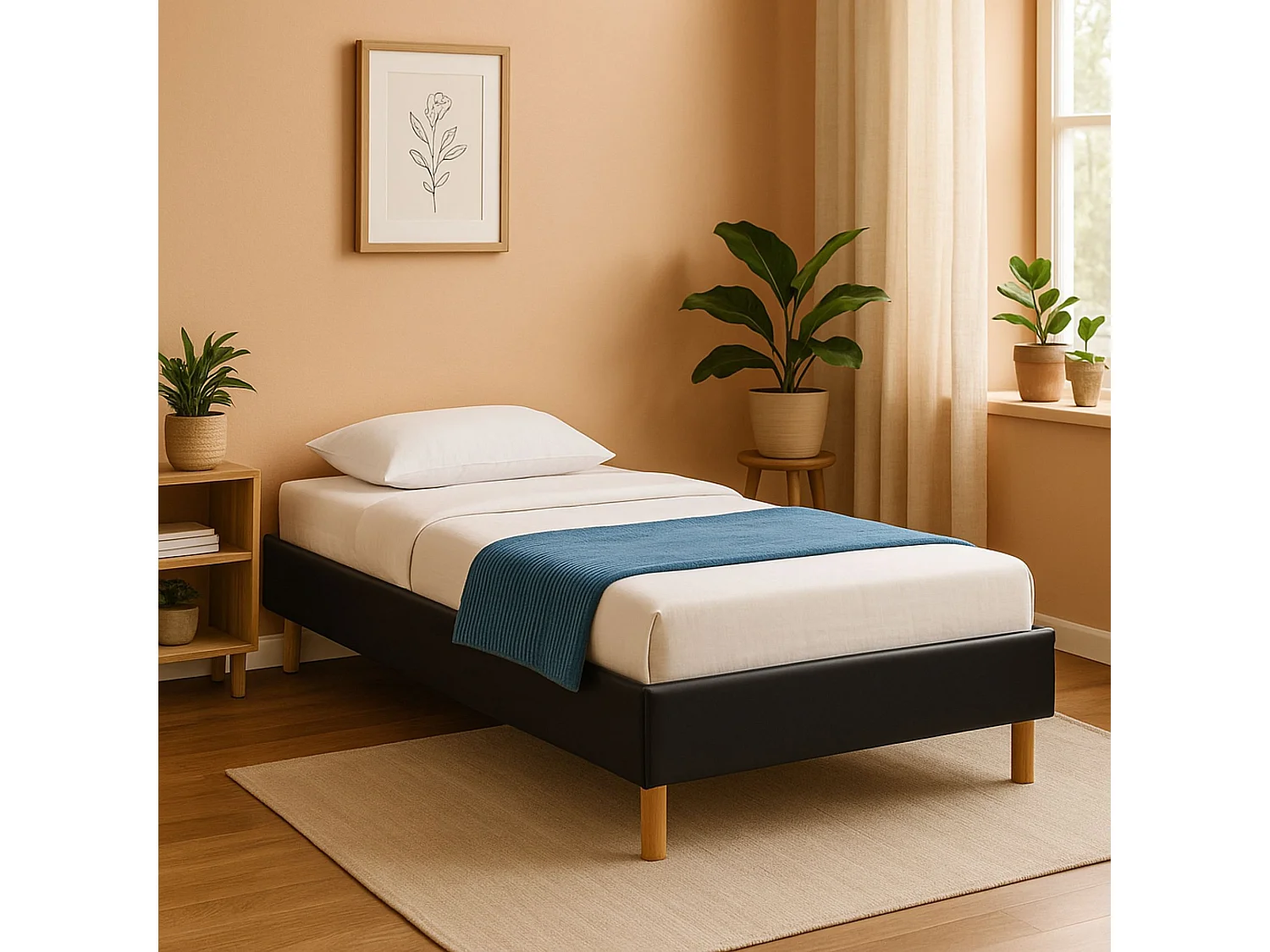 SOMMIER TAPISSIER 90x190 - 20 cm - soutien ferme - confort optimal - usage quotidien - montage rapide - SOMMIER MINA NOIR