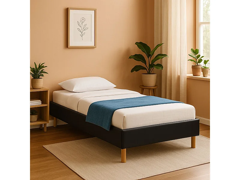 SOMMIER TAPISSIER 90x190 - 20 cm - soutien ferme - confort optimal - usage quotidien - montage rapide - SOMMIER MINA NOIR