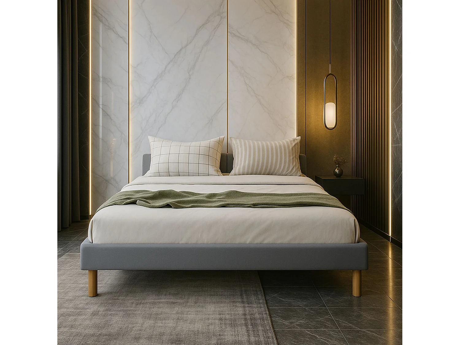 Sommier 180x200 - 20 cm - 13 Lattes - Montage Rapide et Facile - Design Moderne - ADRIEN GRIS