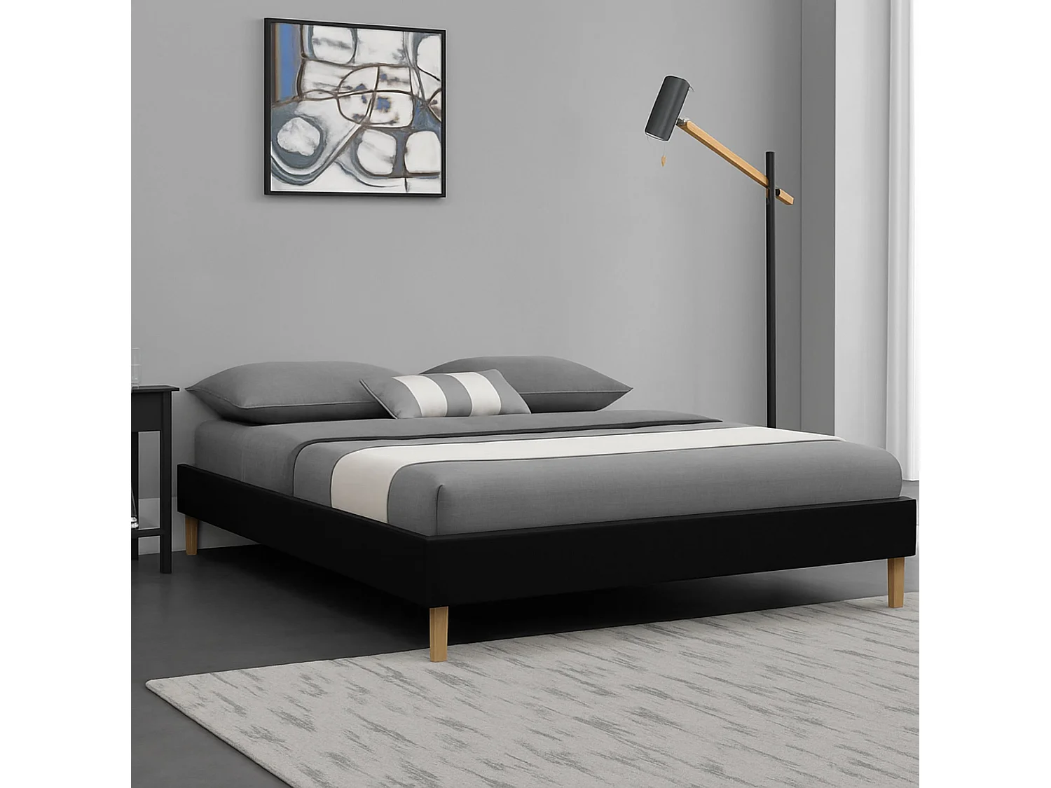 Sommier Tapissier 20 cm 180x200 13 Lattes Montage Rapide et Facile Design Moderne et Esthétique SOMMIER ADRIEN NOIR