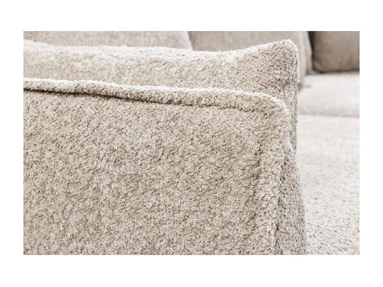 Canapé droit KALIA – Tissu bouclette beige champagne – 3 places – Style contemporain