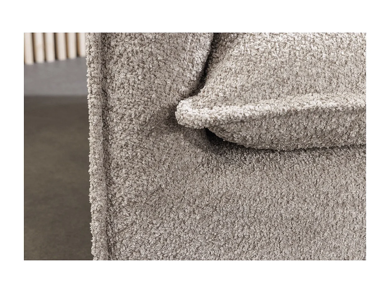 Canapé droit KALIA – Tissu bouclette beige champagne – 3 places – Style contemporain