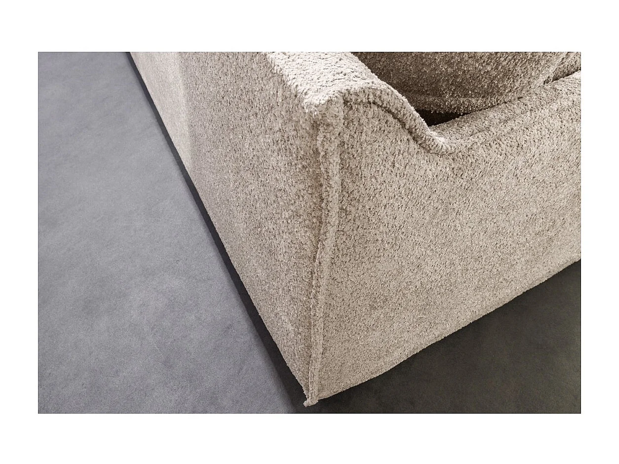 Canapé droit KALIA – Tissu bouclette beige champagne – 3 places – Style contemporain