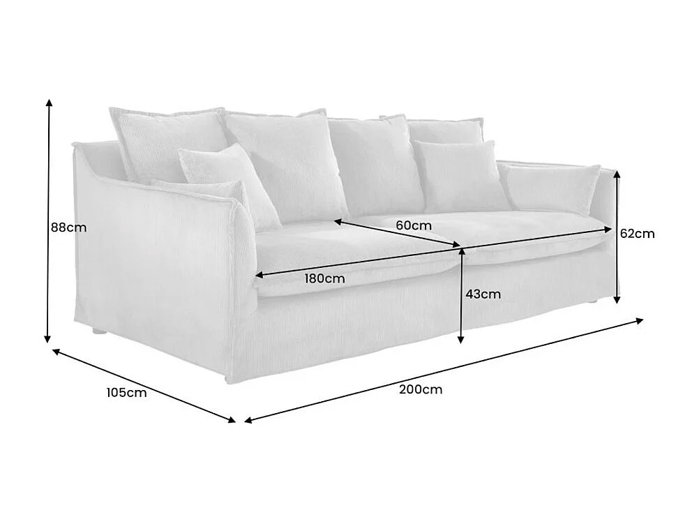 Canapé droit KALIA – Tissu bouclette gris – 3 places – Style contemporain