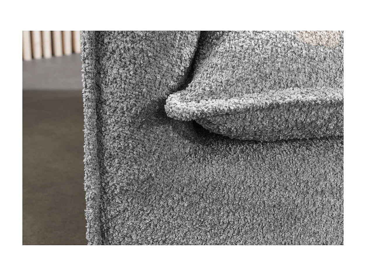 Canapé droit KALIA – Tissu bouclette gris – 3 places – Style contemporain