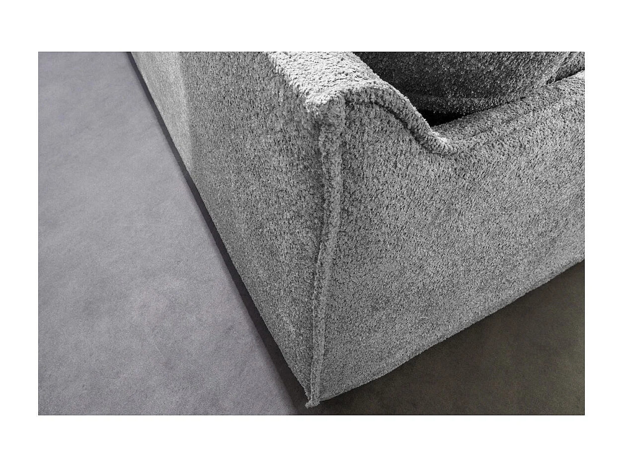 Canapé droit KALIA – Tissu bouclette gris – 3 places – Style contemporain