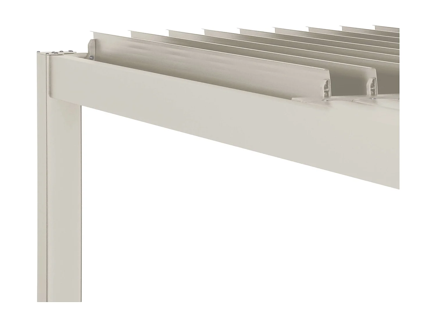 Pergola bioclimatique beige aluminium et acier lames orientables 3.6x3.6m Palace