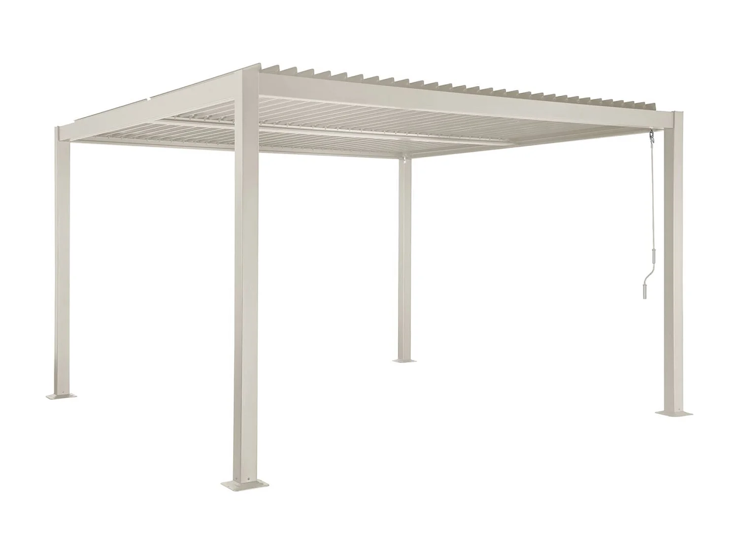 Pérgola bioclimática de aluminio y acero con lamas orientables,