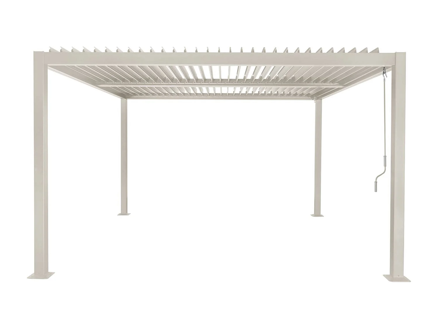 Pérgola bioclimática de aluminio y acero con lamas orientables,