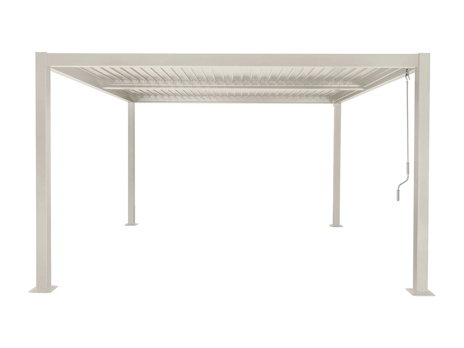 Pérgola bioclimática de aluminio y acero con lamas orientables,