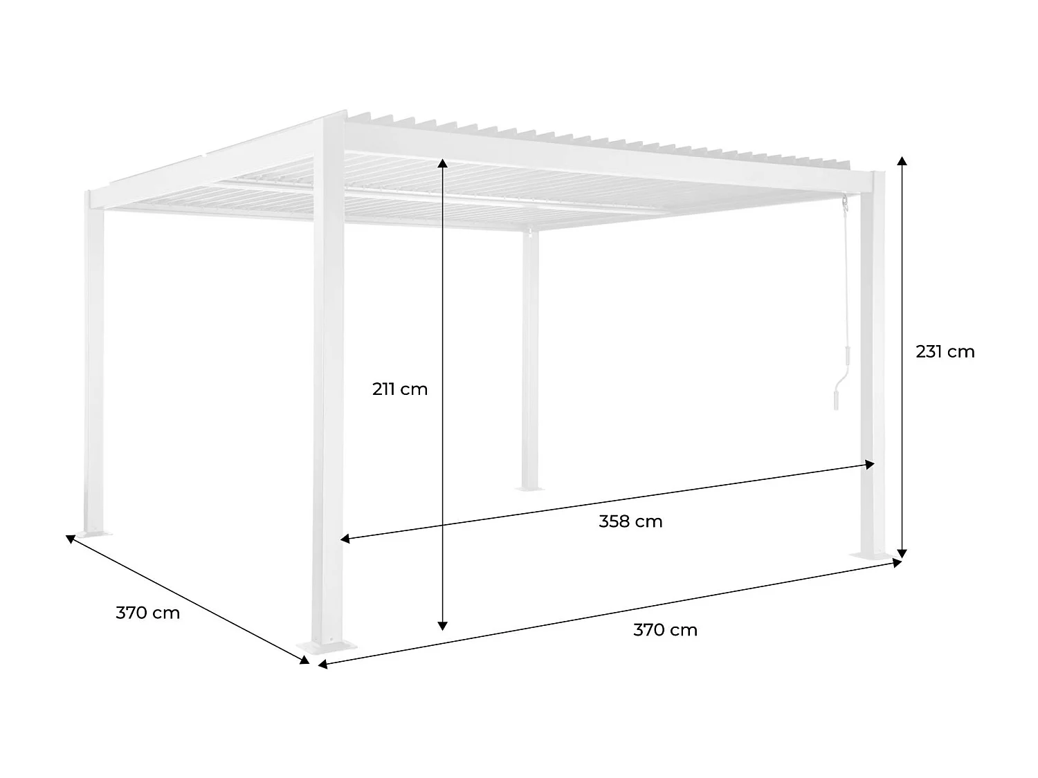 Pergola bioclimatica in alluminio e acciaio con lamelle orientabili