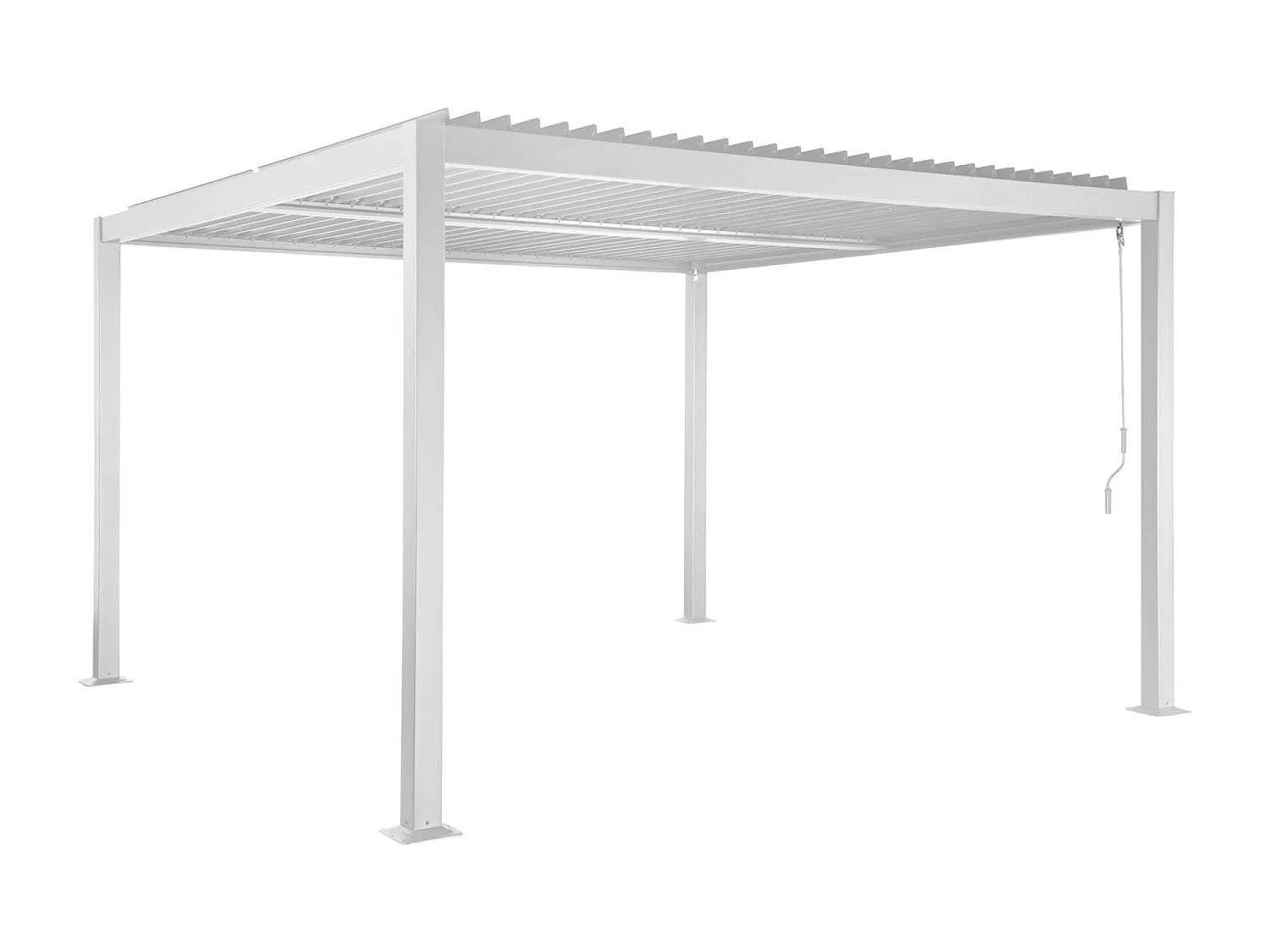 Pérgola bioclimática de aluminio y acero con lamas orientables,