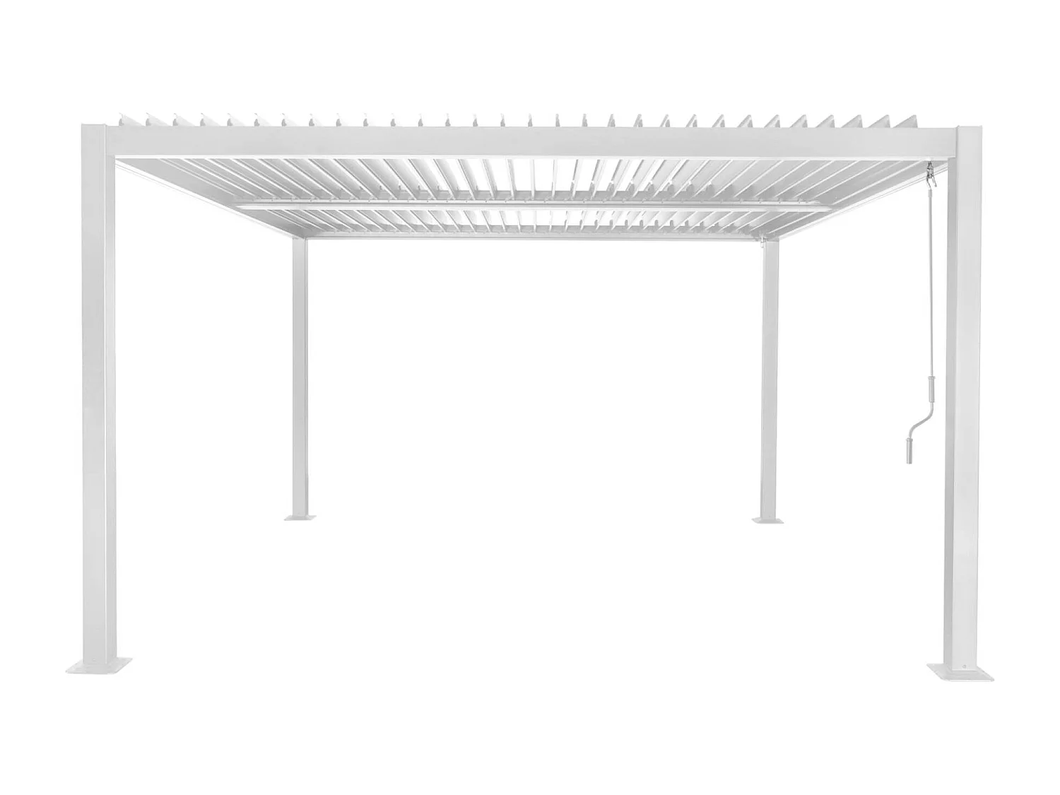 Pérgola bioclimática de aluminio y acero con lamas orientables,