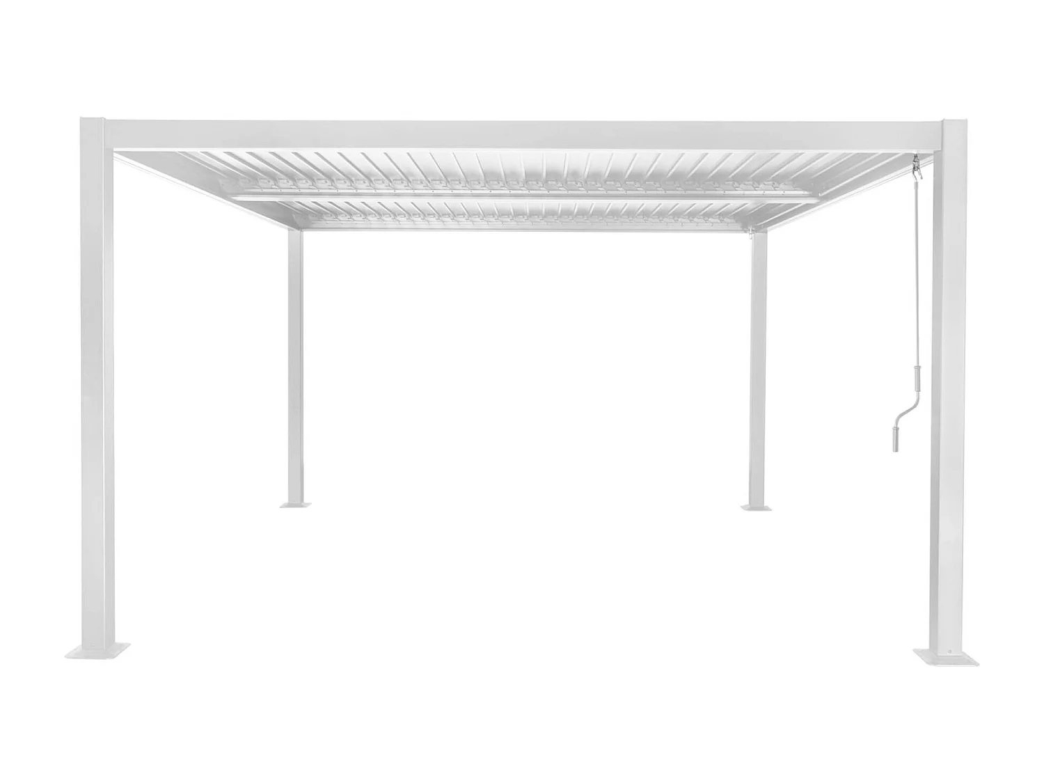 Pérgola bioclimática de aluminio y acero con lamas orientables,