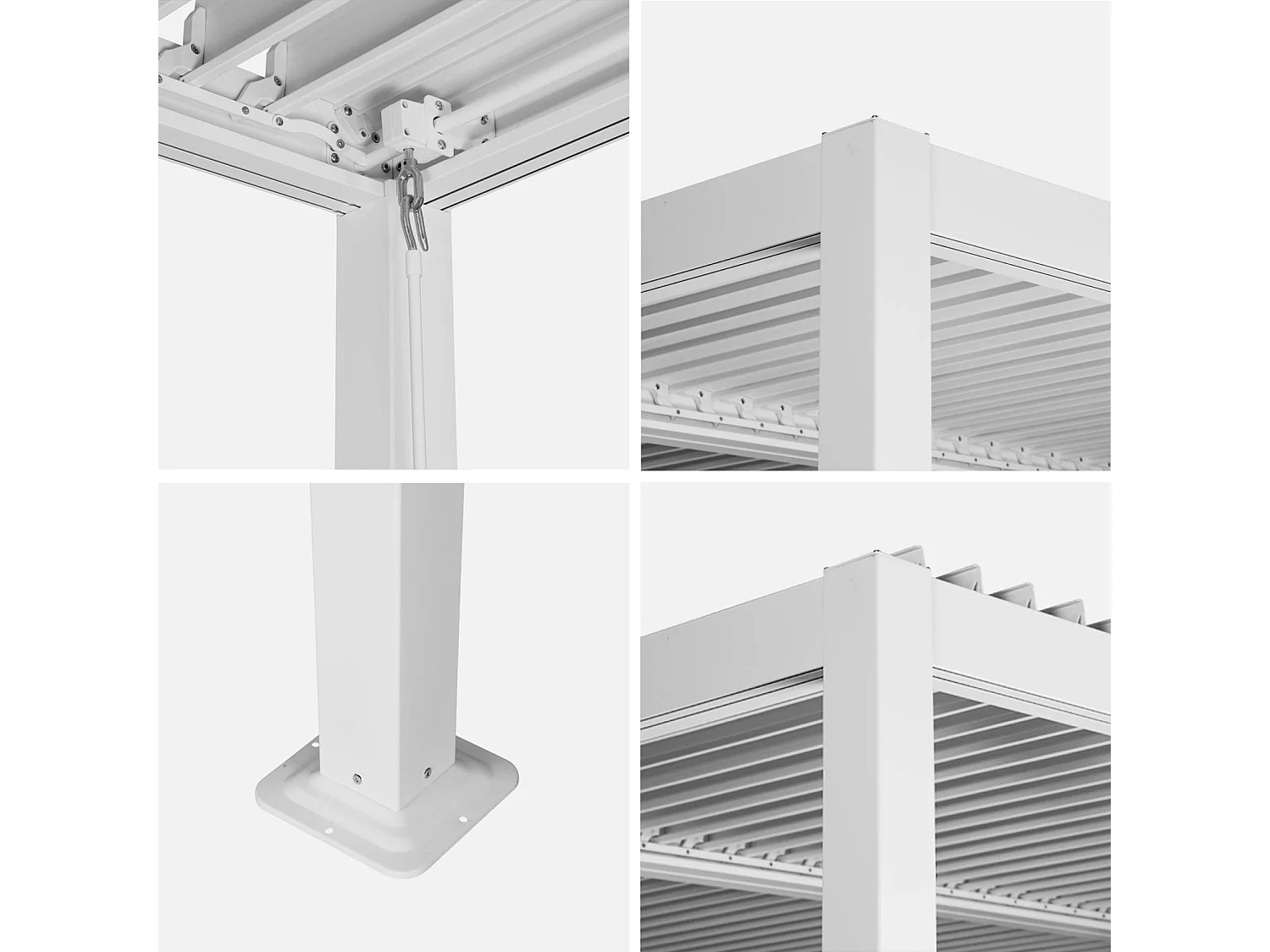 Pérgola bioclimática de aluminio y acero con lamas orientables,