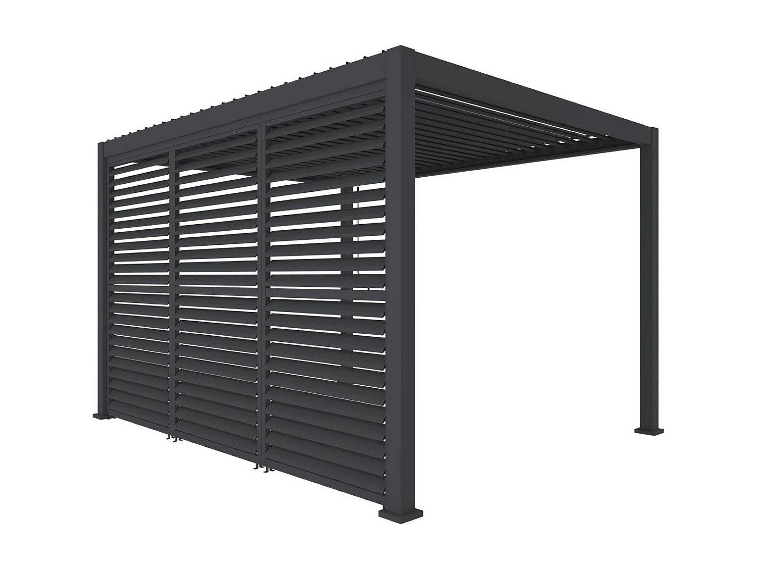 Pérgola bioclimática de aluminio 3x4m + 3 persianas de 1.3m antracita