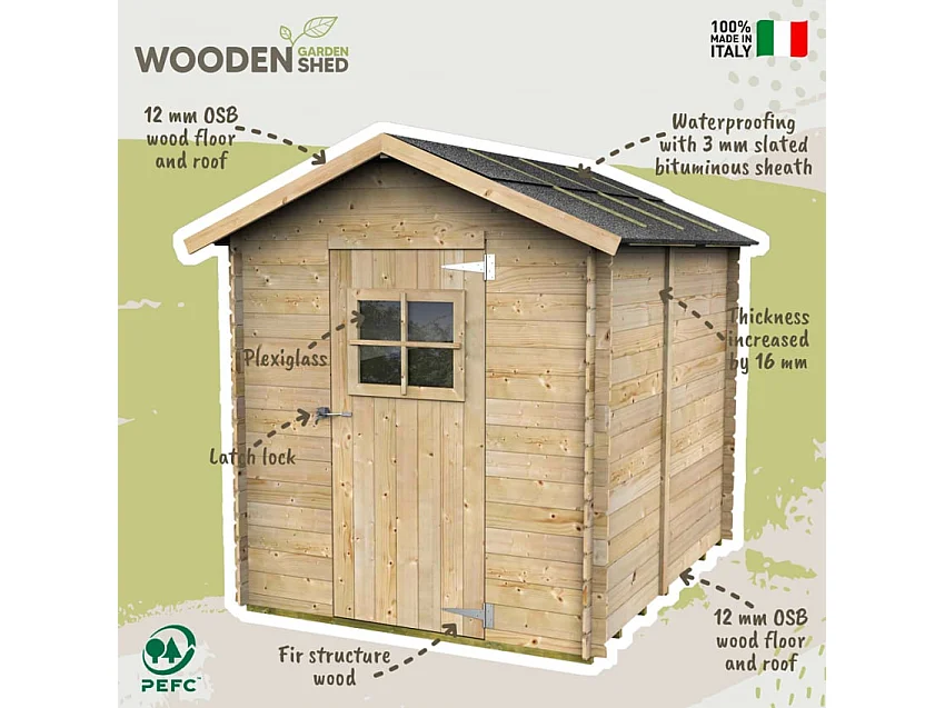 Holzhaus Bh16 Gaeta 178x218 cm PSF+ ingl. pefc