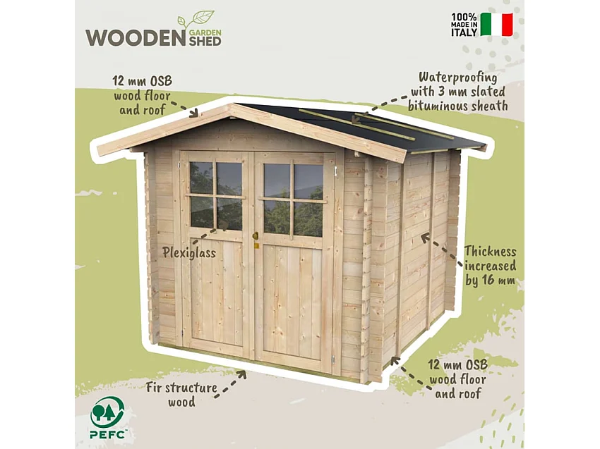 Blockhaus Gartenhaus BH25 OPERA 215x250 cm – PEFC-zertifiziert