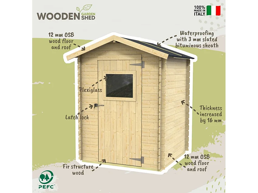 Holzhaus Bh16 Flavia 146x130 cm PSF pefc