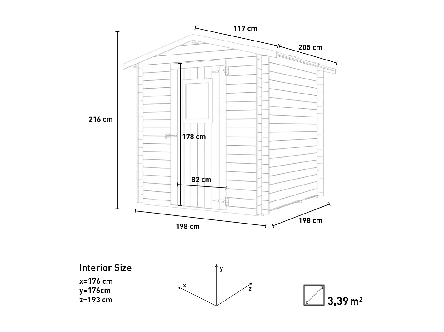 Holzhaus Bh19 Regis 198x198 cm PSF pefc