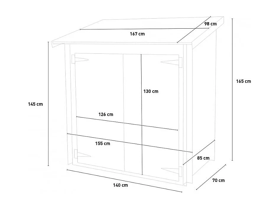 Holzhaus Bh16 Ambrogio Grau 155x85 cm PDC pefc