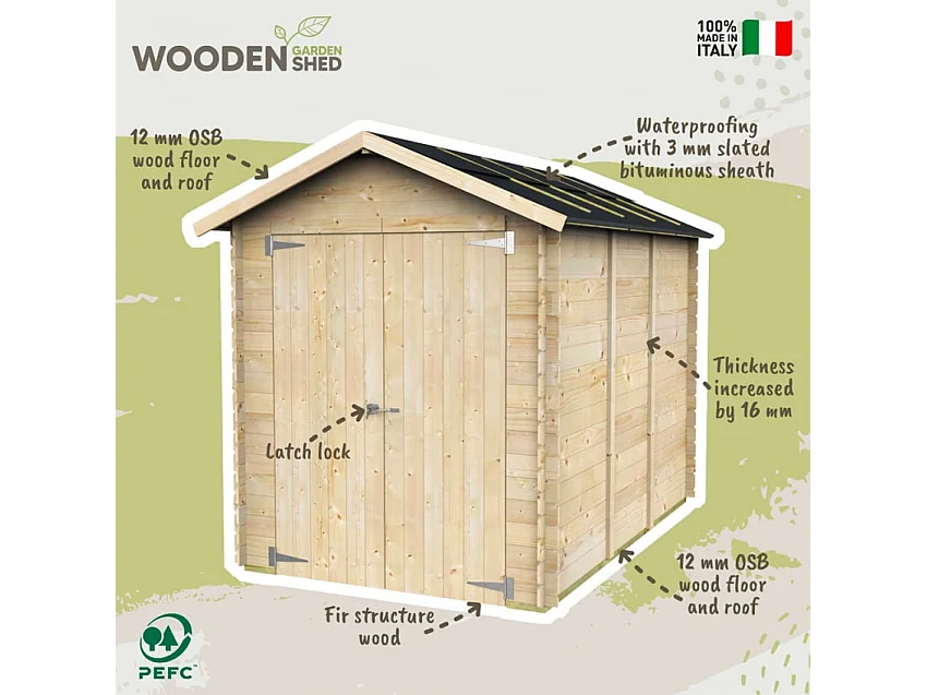 Holzhaus Bh16 Fiamma 178x273 cm PDC pefc